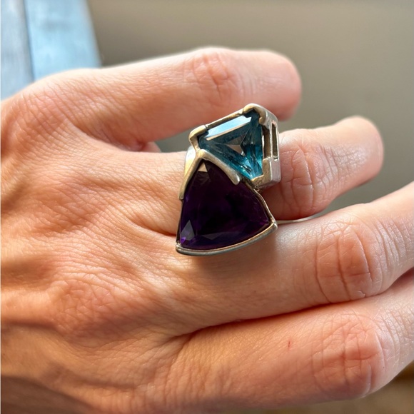 Artist-made sterling silver and glass ring - Picture 2 of 7